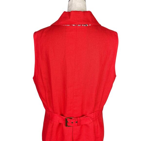 Coldwater Creek Bright Red Sleeveless Collared Button Front Woven Layering Vest - Picture 6 of 11